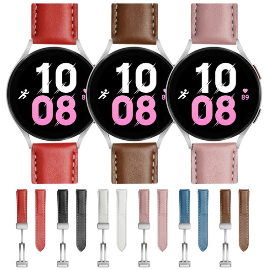 For Samsung Galaxy Watch5 40mm / 44mm Plain Weave Genuine Leather Watch Band Silver Buckle(White) by buy2fix