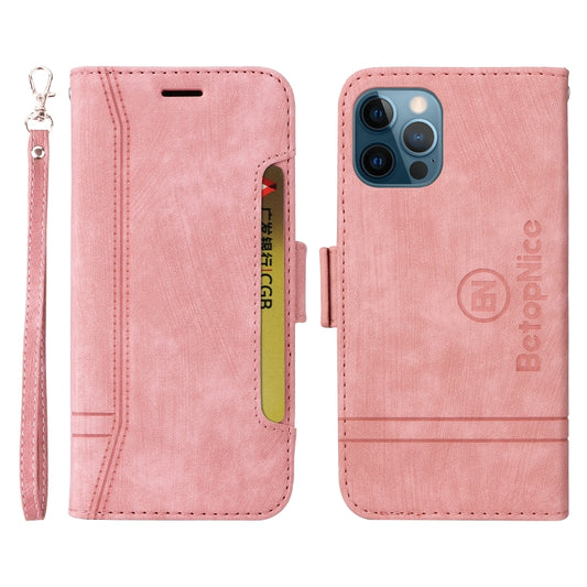 For iPhone 12 Pro Max BETOPNICE Dual-side Buckle Leather Phone Case(Pink) - iPhone 12 Pro Max Cases by BETOPNICE | Online Shopping UK | buy2fix
