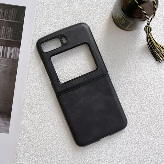 For Motorola Moto Razr 2022 Cowhide Texture PU Phone Case(Black) by buy2fix