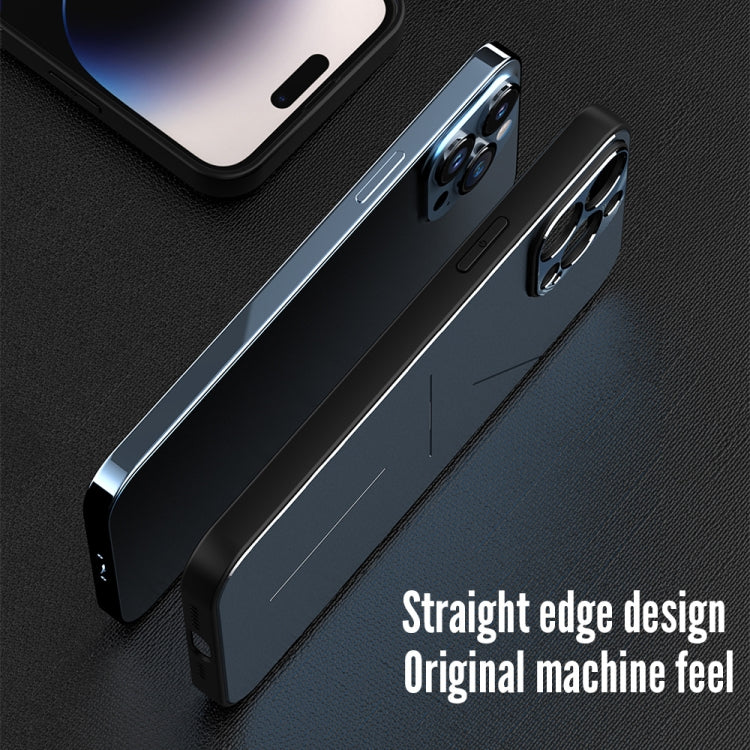 For iPhone 14 R-JUST RJ52 3-Line Style Metal TPU Shockproof Phone Case(Silver) - iPhone 14 Cases by R-JUST | Online Shopping UK | buy2fix