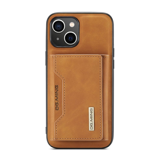 For iPhone 14 DG.MING M2 Series 3-Fold Card Bag Leather Case(Brown) by DG.MING