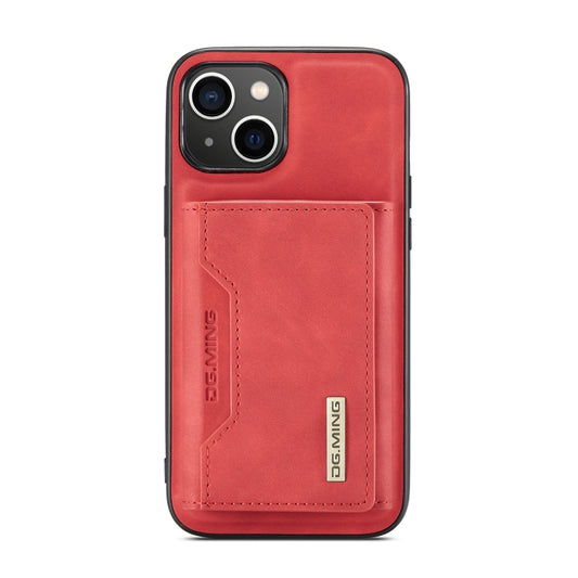 For iPhone 14 DG.MING M2 Series 3-Fold Card Bag Leather Case(Red) by DG.MING
