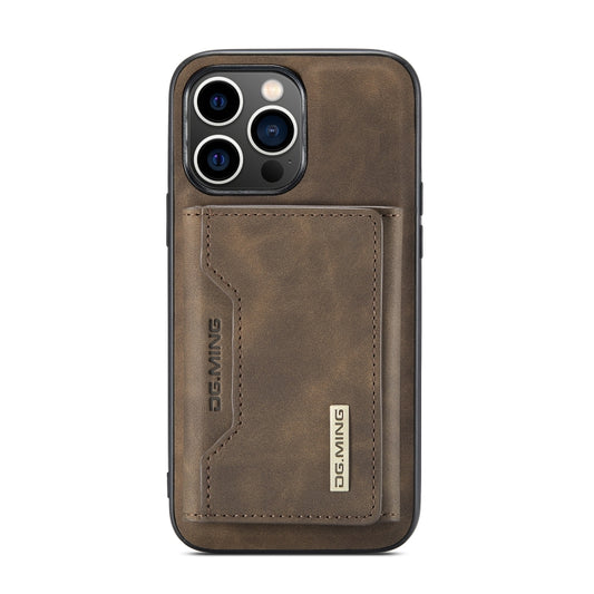 For iPhone 14 Pro DG.MING M2 Series 3-Fold Card Bag Leather Case(Coffee) by DG.MING