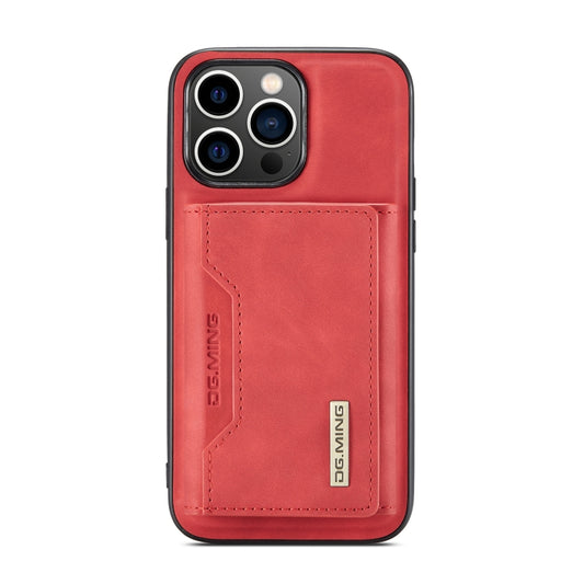 For iPhone 14 Pro DG.MING M2 Series 3-Fold Card Bag Leather Case(Red) by DG.MING