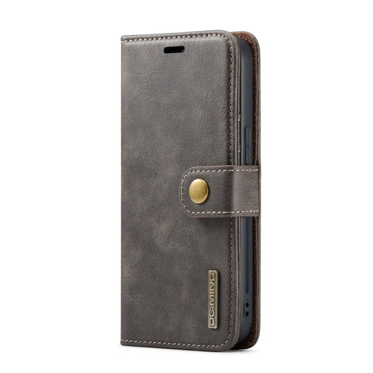 For iPhone 14 DG.MING Crazy Horse Texture Detachable Magnetic Leather Case(Grey) by DG.MING