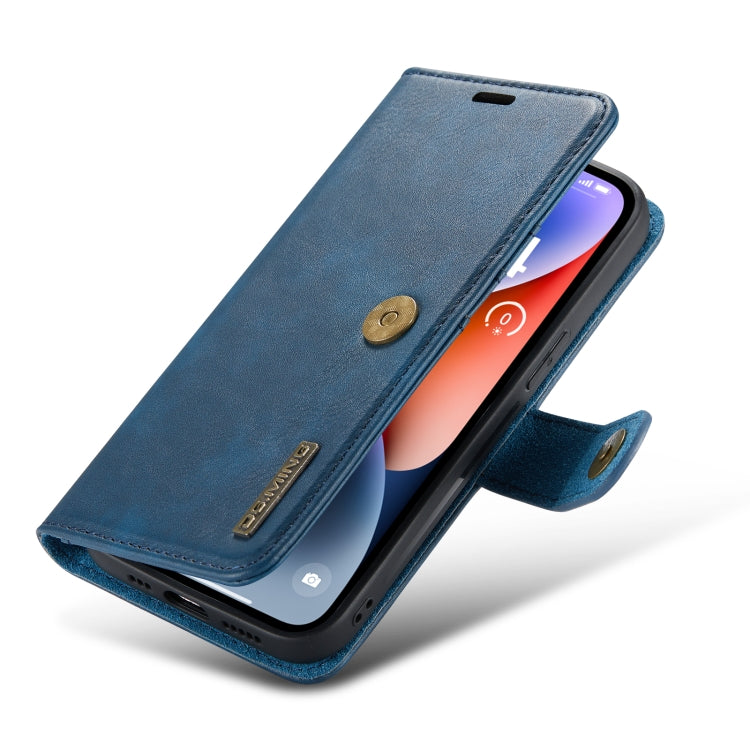 For iPhone 14 Plus DG.MING Crazy Horse Texture Detachable Magnetic Leather Case(Blue) by DG.MING