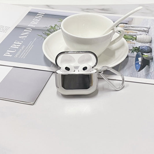 For AirPods Pro Split Electroplating TPU Earphone Protective Case with Hook(Silver) by buy2fix