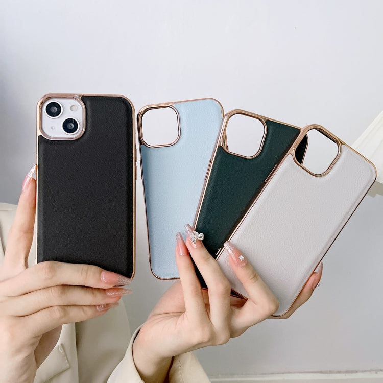 For iPhone 14 Pro Max Waves Series Nano Electroplating Genuine Leather Phone Case(Black) - iPhone 14 Pro Max Cases by buy2fix | Online Shopping UK | buy2fix