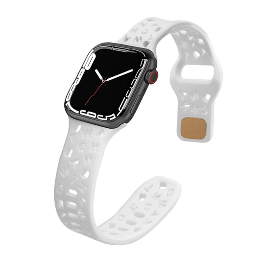 English Letters Silicone Watch Band For Apple Watch Series 9&8&7 41mm / SE 3&SE 2&6&SE&5&4 40mm / 3&2&1 38mm(White) by buy2fix