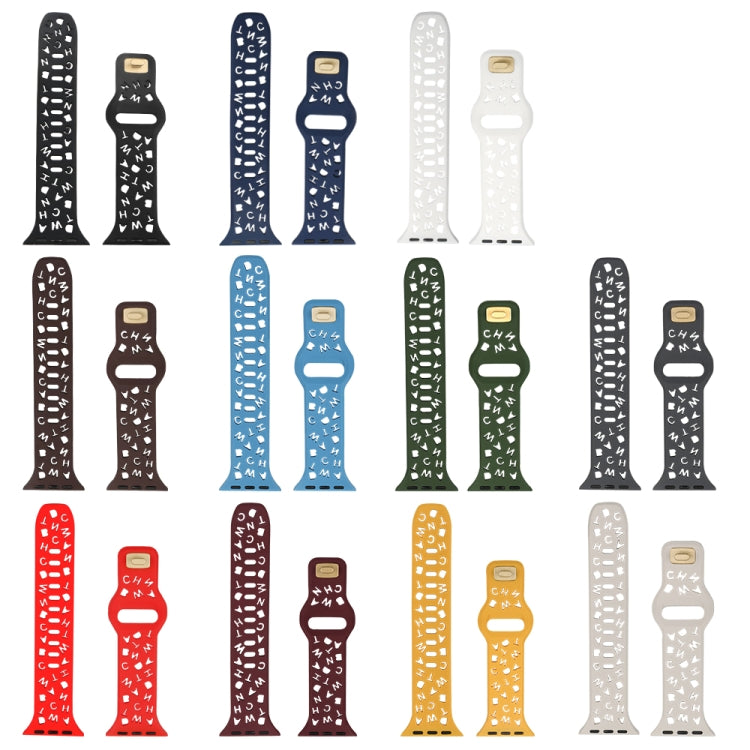 English Letters Silicone Watch Band For Apple Watch Series 9&8&7 41mm / SE 3&SE 2&6&SE&5&4 40mm / 3&2&1 38mm(White) by buy2fix