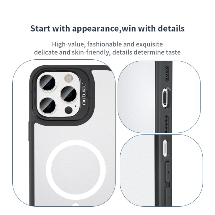 For iPhone 14 Mutural Color Holder Magsafe Phone Case(Black) by Mutural