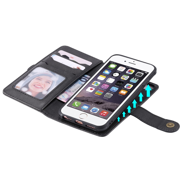 For iPhone 6 / 7 / 8 Multifunctional Detachable Magnetic Horizontal Flip Leather Case with Card Slots & Holder & Wallet & Photo Frame(Black) - More iPhone Cases by buy2fix | Online Shopping UK | buy2fix