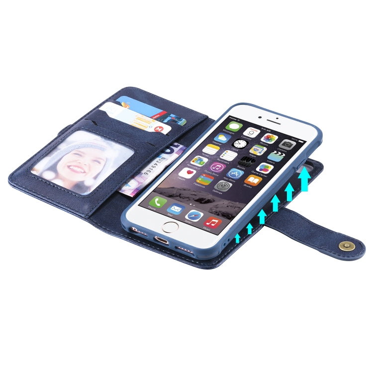 For iPhone 6 / 7 / 8 Multifunctional Detachable Magnetic Horizontal Flip Leather Case with Card Slots & Holder & Wallet & Photo Frame(Blue) - More iPhone Cases by buy2fix | Online Shopping UK | buy2fix