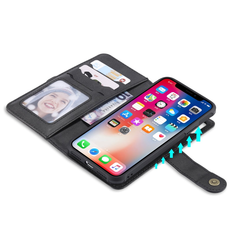 For iPhone X / XS Multifunctional Detachable Magnetic Horizontal Flip Leather Case with Card Slots & Holder & Wallet & Photo Frame(Black) - More iPhone Cases by buy2fix | Online Shopping UK | buy2fix