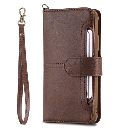 For iPhone X / XS Multifunctional Detachable Magnetic Horizontal Flip Leather Case with Card Slots & Holder & Wallet & Photo Frame(Coffee) - More iPhone Cases by buy2fix | Online Shopping UK | buy2fix