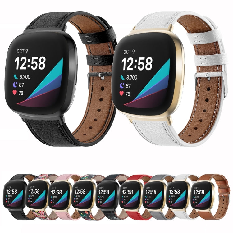 For Fitbit Versa 4 / Sense 2 Round Tail Genuine Leather Watch Band(Red) by buy2fix