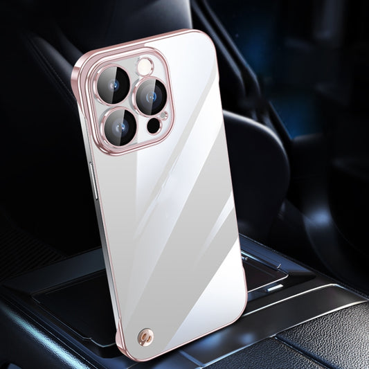 For iPhone 14 Pro Electroplating Frameless Clear PC Phone Case(Pink) by buy2fix