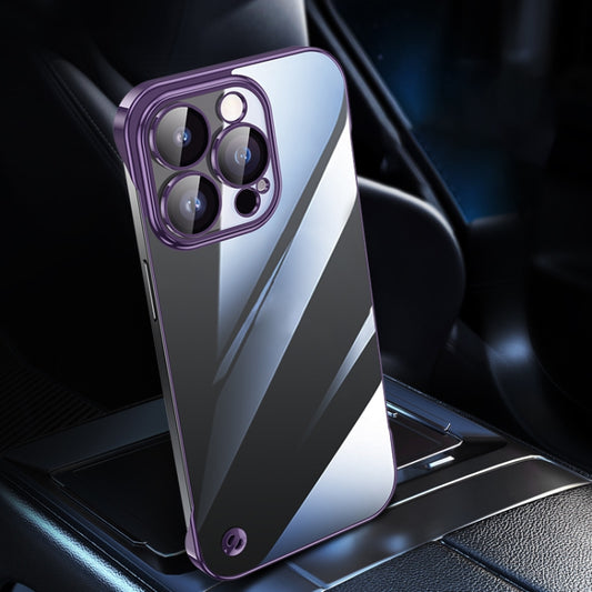 For iPhone 14 Pro Max Electroplating Frameless Clear PC Phone Case(Purple) by buy2fix