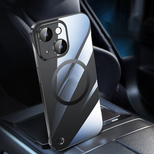 For iPhone 14 Plus Electroplating Frameless Magsafe Magnetic PC Phone Case(Black) by buy2fix