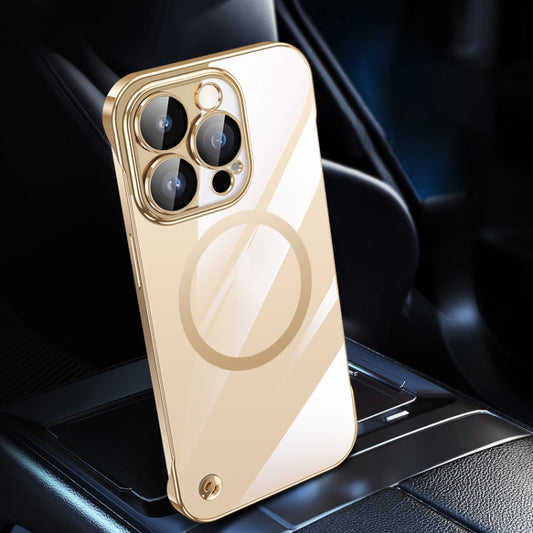 For iPhone 14 Pro Electroplating Frameless Magsafe Magnetic PC Phone Case(Gold) by buy2fix