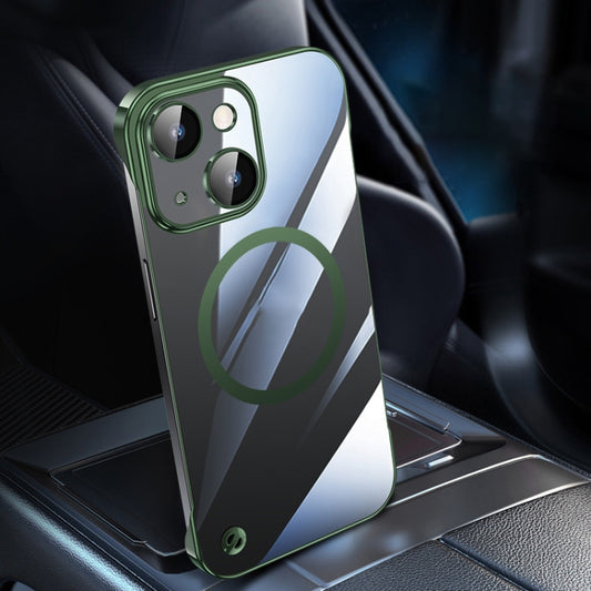 For iPhone 13 Electroplating Frameless Magsafe Magnetic PC Phone Case(Green) by buy2fix