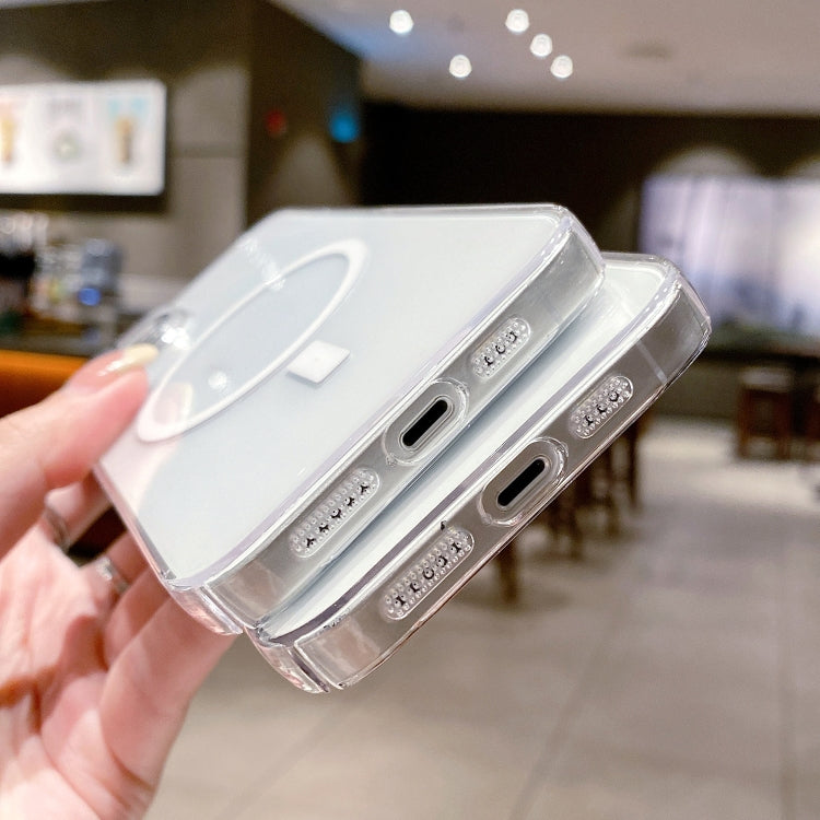 For iPhone 14 Pro MagSafe PC Transparent Phone Case with Dust Net by buy2fix