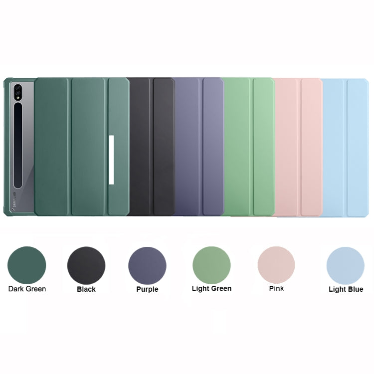 For Samsung Galaxy Tab S7 Acrylic 3-folding Smart Leather Tablet Case(Dark Green) by buy2fix