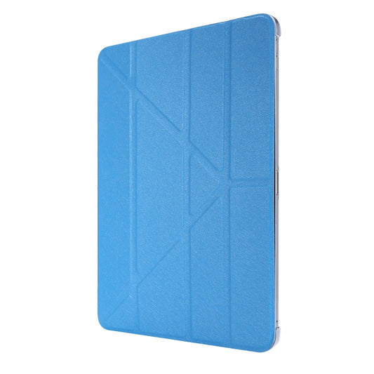 For iPad Air 13 2024 / 2025 / Pro 12.9 2020 Silk Texture Horizontal Deformation Flip Leather Tablet Case with Three-folding Holder(Light Blue) by buy2fix