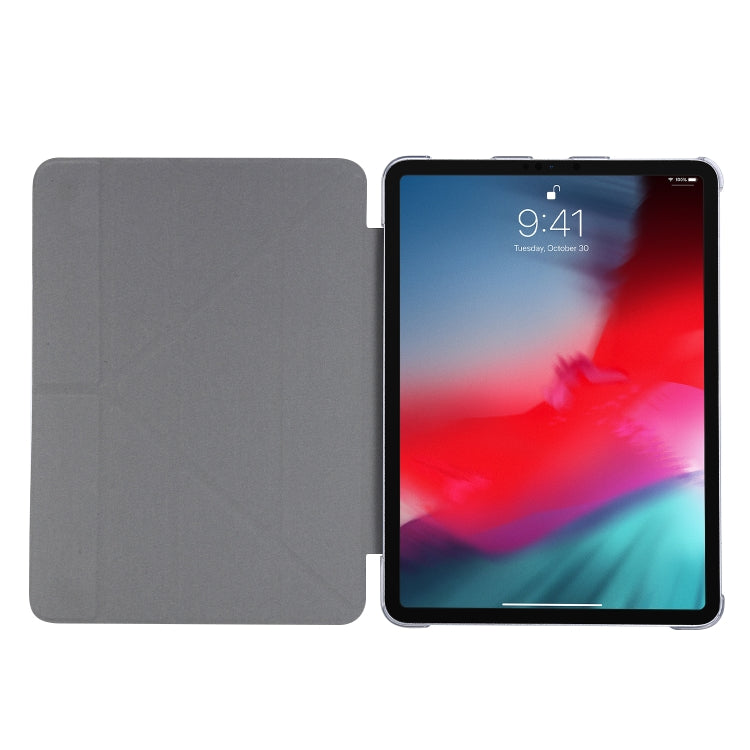 For iPad Air 13 2024 / 2025 / Pro 12.9 2020 Silk Texture Horizontal Deformation Flip Leather Tablet Case with Three-folding Holder(Silver) by buy2fix