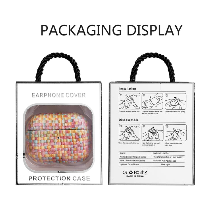 For AirPods 1 / 2 Weave Texture PU Shockproof Earphone Protective Case with Hook(Grey) by buy2fix