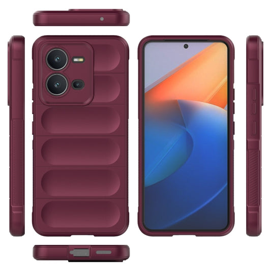 For vivo V25 5G Global Magic Shield TPU + Flannel Phone Case(Wine Red) by buy2fix