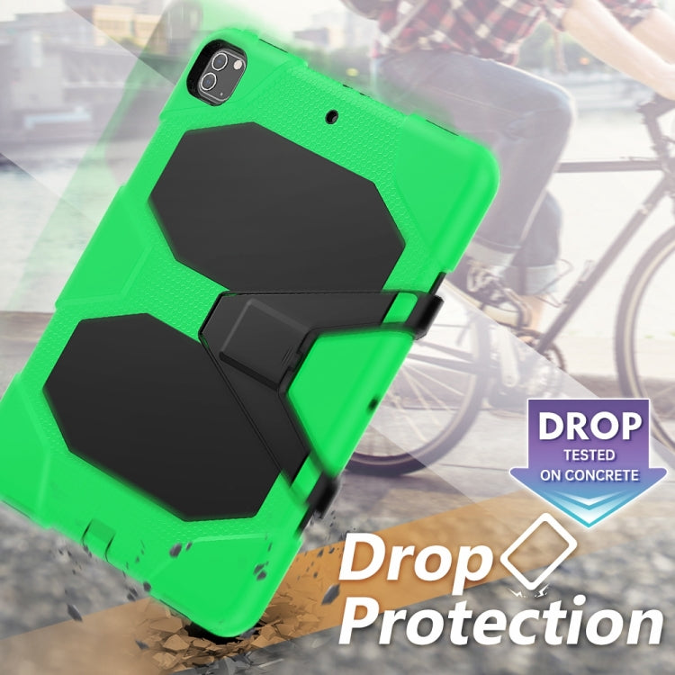 For iPad Pro 12.9 inch (2020) Shockproof Colorful Silicon + PC Protective Tablet Case with Holder & Shoulder Strap & Hand Strap (Green) - iPad Pro 12.9 (2020) Cases by buy2fix | Online Shopping UK | buy2fix