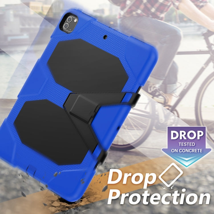 For iPad Pro 12.9 inch (2020) Shockproof Colorful Silicon + PC Protective Tablet Case with Holder & Shoulder Strap & Hand Strap (Dark Blue) - iPad Pro 12.9 (2020) Cases by buy2fix | Online Shopping UK | buy2fix