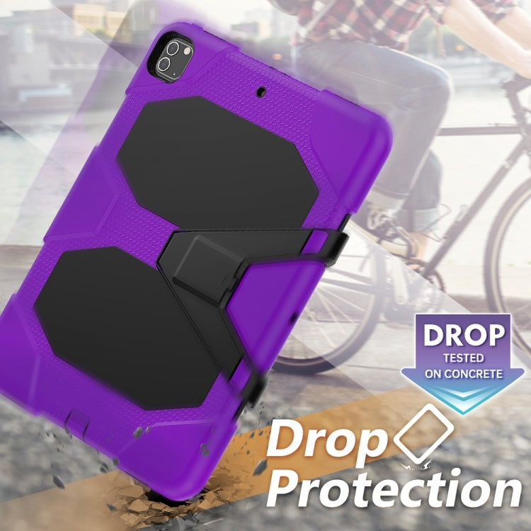 For iPad Pro 12.9 inch (2020) Shockproof Colorful Silicon + PC Protective Tablet Case with Holder & Shoulder Strap & Hand Strap (Purple) - iPad Pro 12.9 (2020) Cases by buy2fix | Online Shopping UK | buy2fix