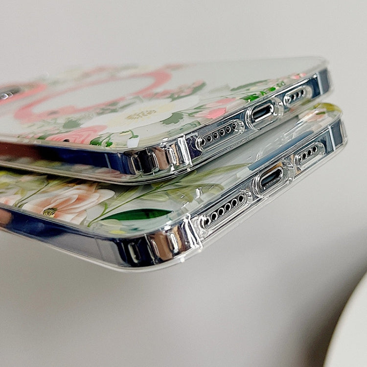 For iPhone 14 Pro Flowers Dual-side Laminating Magsafe Phone Case(Purple) by buy2fix