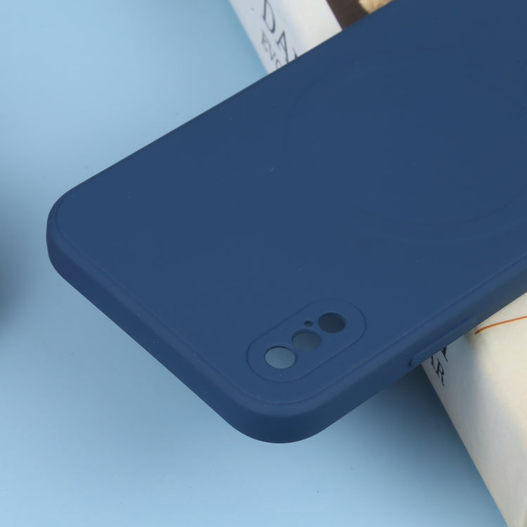 For iPhone X / XS Liquid Silicone Full Coverage Shockproof Magsafe Phone Case(Dark Blue) by buy2fix