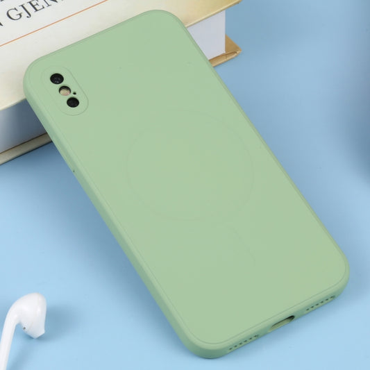 For iPhone XS Max Liquid Silicone Full Coverage Shockproof Magsafe Phone Case(Green) by buy2fix