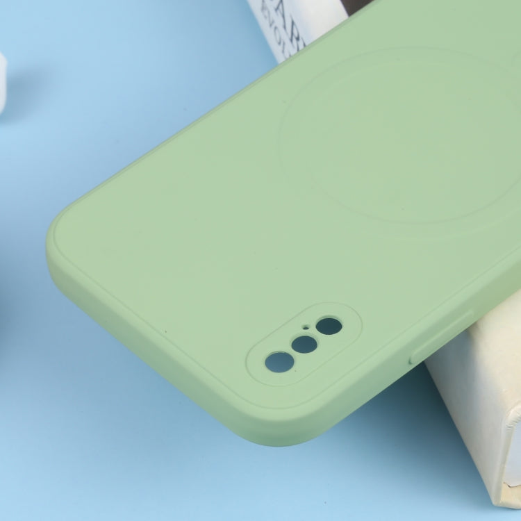 For iPhone XS Max Liquid Silicone Full Coverage Shockproof Magsafe Phone Case(Green) by buy2fix