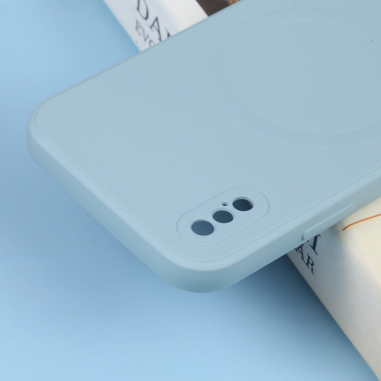 For iPhone XS Max Liquid Silicone Full Coverage Shockproof Magsafe Phone Case(Light Blue) by buy2fix