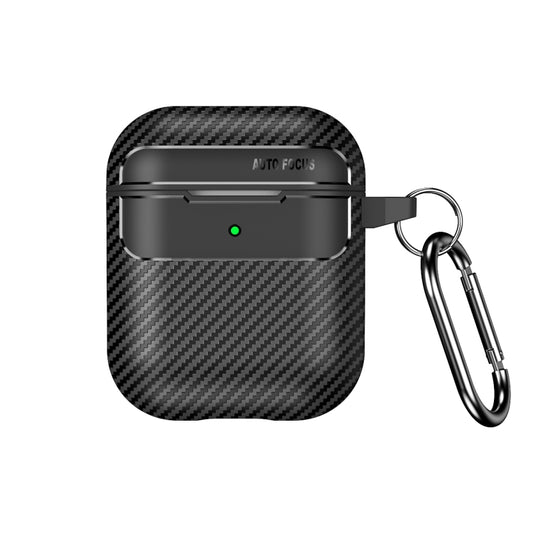 For AirPods 1 / 2 Carbon Fiber Texture Anti-fall Earphone Protective Case(Black) by buy2fix