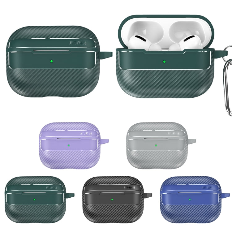 For AirPods Pro Carbon Fiber Texture Anti-fall Earphone Protective Case(Green) by buy2fix