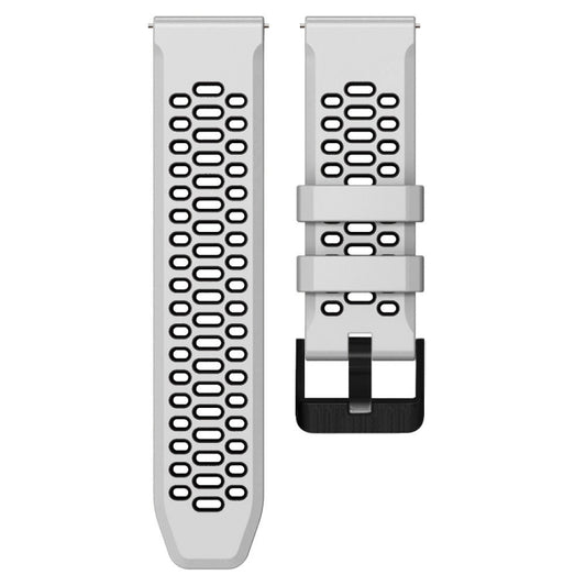 For Suunto 7 Three Rows Holes Silicone Watch Band(White Black) by buy2fix
