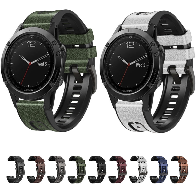 For Garmin Fenix 7 Quick Release Silicone Leather Watch Band(White) by buy2fix