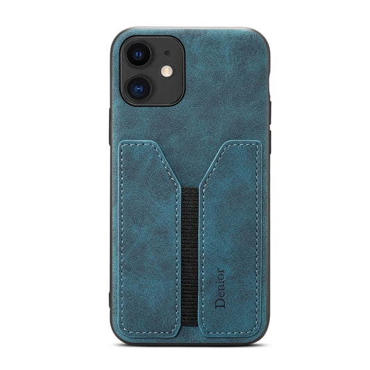 For iPhone 11 Denior DV Elastic Card PU Back Cover Phone Case(Blue) - iPhone 11 Cases by Denior | Online Shopping UK | buy2fix