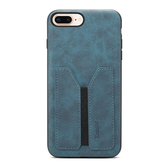 For iPhone 7 Plus / 8 Plus Denior DV Elastic Card PU Back Cover Phone Case(Blue) - More iPhone Cases by Denior | Online Shopping UK | buy2fix