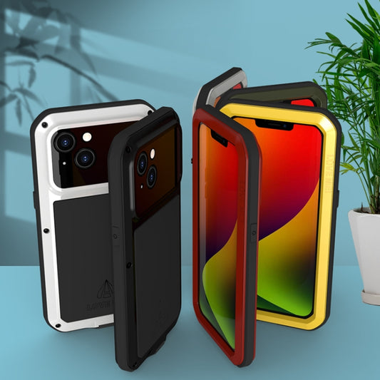 For iPhone 14 LOVE MEI Metal Shockproof Life Waterproof Dustproof Phone Case(Black) by LOVE MEI