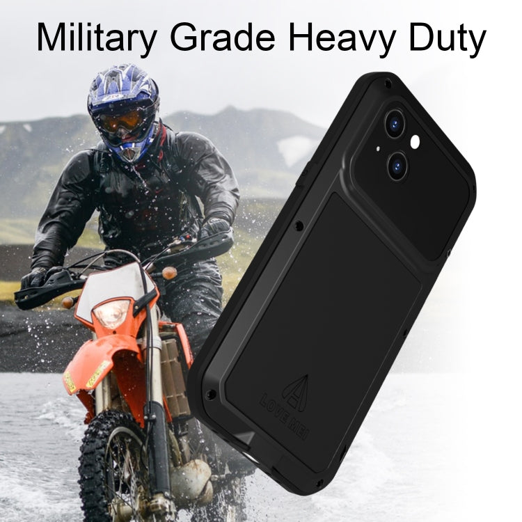 For iPhone 14 LOVE MEI Metal Shockproof Life Waterproof Dustproof Phone Case(Black) by LOVE MEI