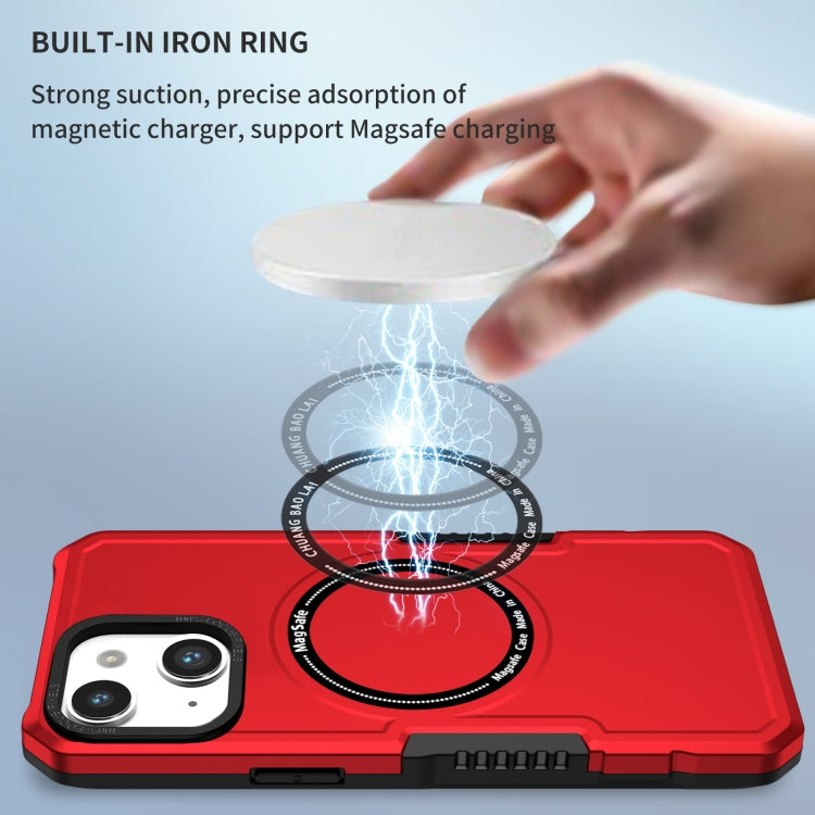 For iPhone 14 Plus MagSafe Shockproof Armor Phone Case(Red) by buy2fix