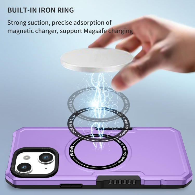 For iPhone 14 Plus MagSafe Shockproof Armor Phone Case(Purple) by buy2fix