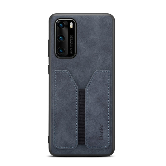 For Huawei P40 Pro Denior DV Elastic Card PU Back Cover Phone Case(Grey) - Huawei Cases by Denior | Online Shopping UK | buy2fix